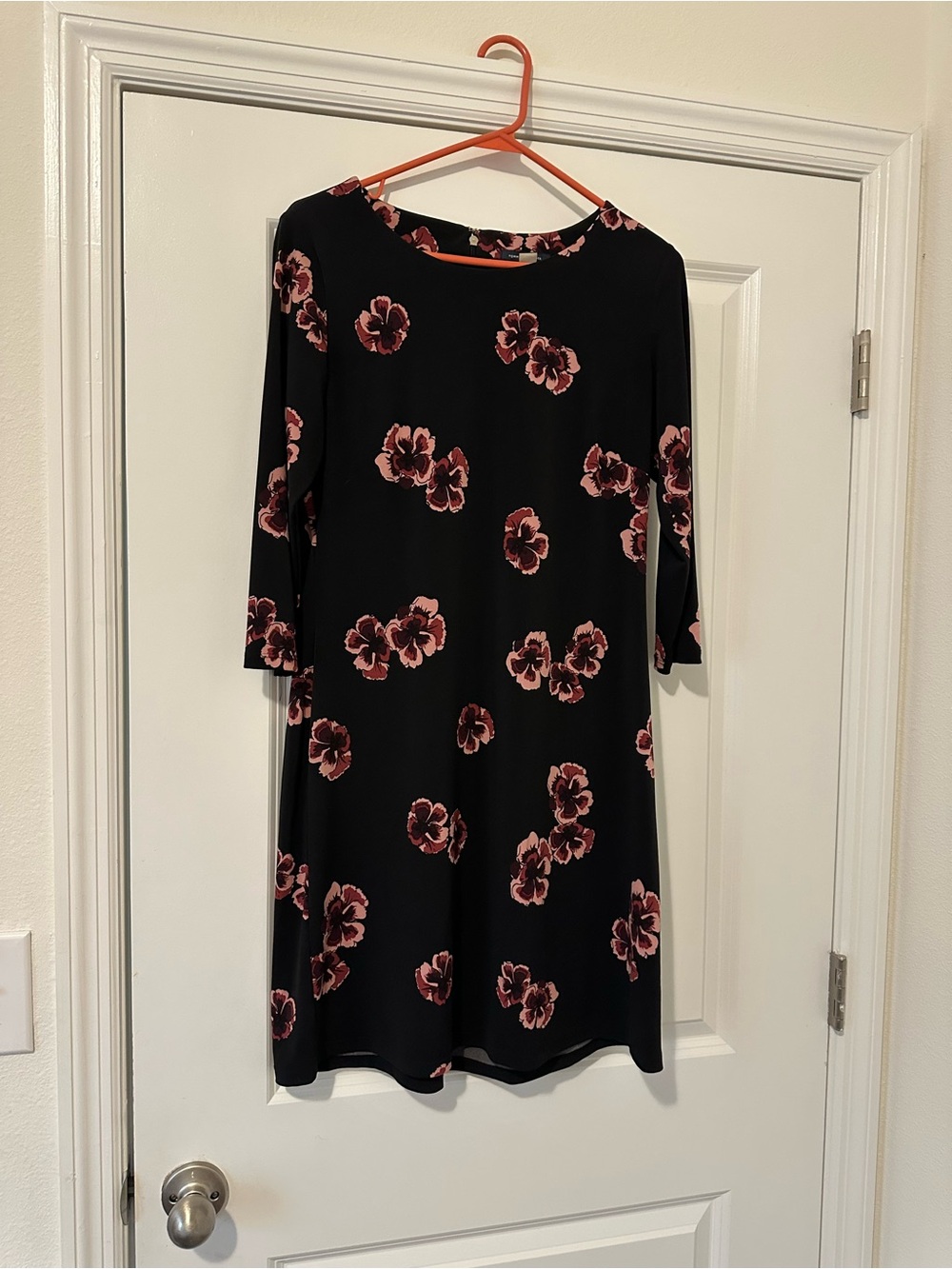 Tommy Hilfiger Black Long-Sleeve Dress with Pink Floral Print